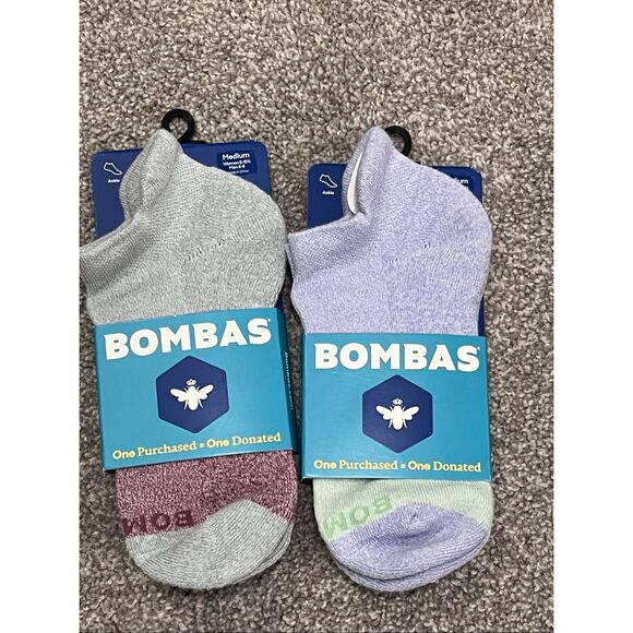 Bombas Unisex Multicolor Cushioned Footbed Ankle Socks Lot of 2 Pair Medium NWT - Picture 1 of 3